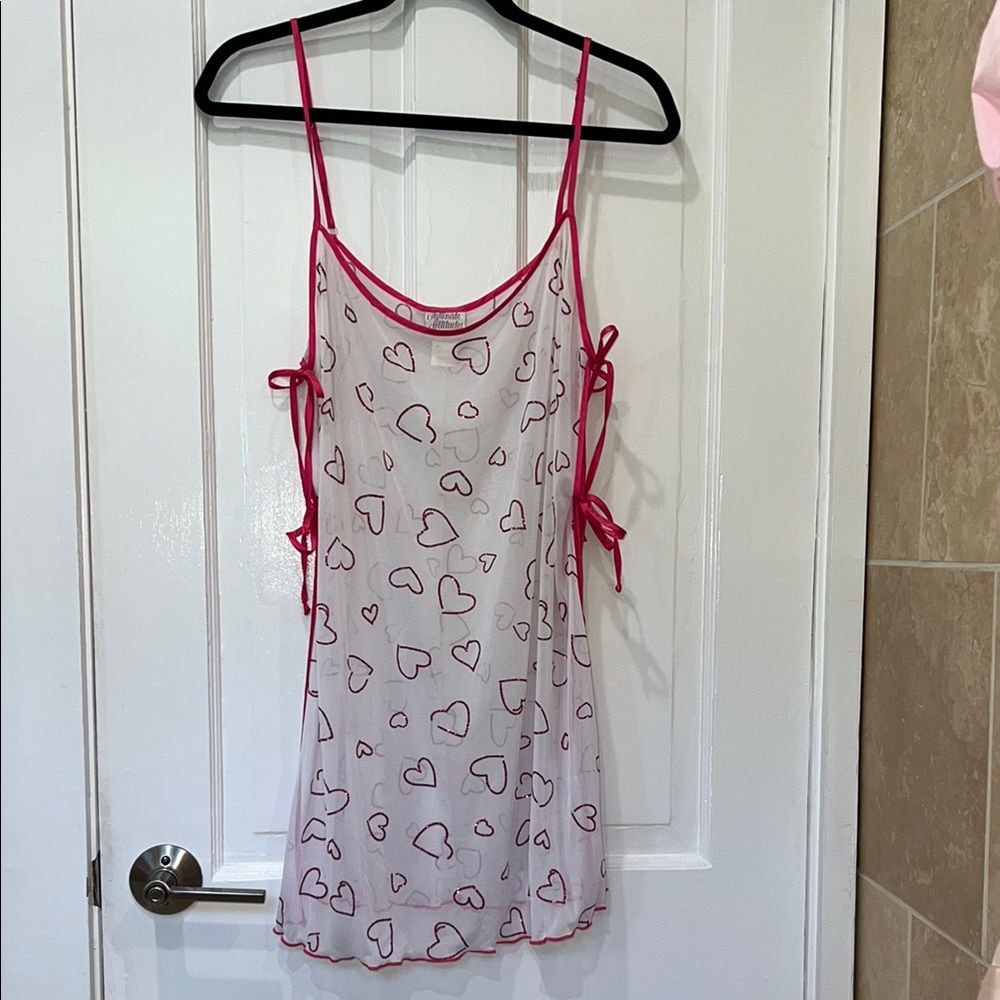 Vintage Pink and White Chemise with Heart Pattern